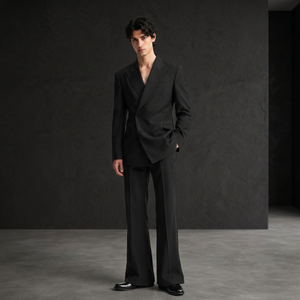 Costume formel 3 pièces pour homme WARPRO INDUSTRY, blanc à fines rayures, anti-rides, viscose/polyester, coupe ajustée, blazer, gilet, pantalon - Product Image 6