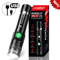 Obor Taktis Daya Tinggi USB Obor Isi Ulang T6 Mini 4 Mode Obor LED Terukur