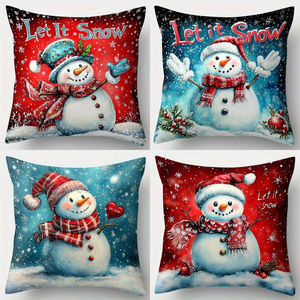 Nouveautés 4 pièces père noël bonhomme de neige canapé housse de coussin noël neige <span class=keywords><strong>cabane</strong></span> taie d'oreiller ensemble de taies d'oreiller - Product Image 3
