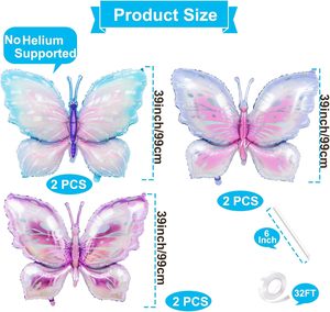 Décoration de scène pour fête sur le thème du papillon, respectueuse de l'environnement, pour baby shower, mariage, anniversaire, fête des mères, Halloween, ballons dégradés métalliques - Product Image 2