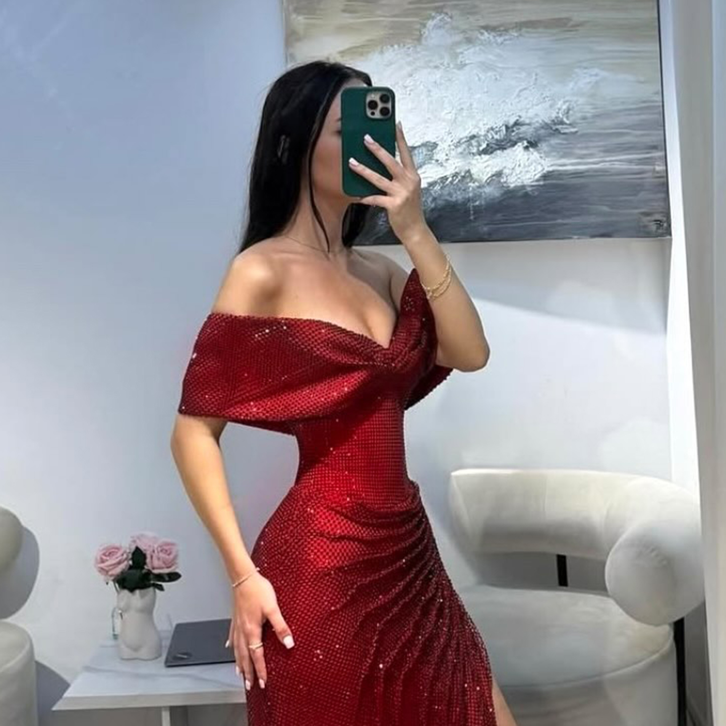 evening prom dresses online Elegant Off Shoulder Mermaid Long Red Prom Dresses, Off Shoulder Merma –  Shiny Party