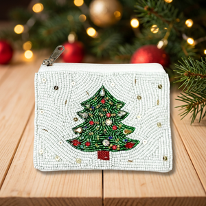 <b>Christmas</b> <b>Tree</b> Beaded Coin Purse Handmade <b>Mini</b> Zipper Pouch Fabric Change Bag Gift Souvenir - Product Image 1