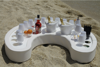 Table flottante pour piscine avec plateau en verre et porte-seau pour jeux de fête au bord de la piscine, tapis flottant en cuir imperméable