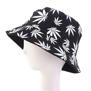 Cappello a Secchiello a Doppio Strato all'Ingrosso, Cappello Estivo da Spiaggia per Donne, Colorato con Motivo a Foglie - Product Image 3