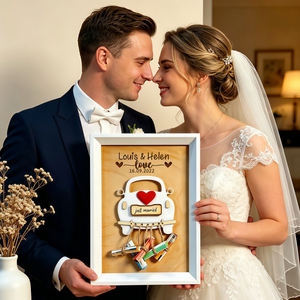 Cornice Portafoto e Portasoldi a Forma di <span class=keywords><strong>Auto</strong></span> Personalizzata con Incisione, Nome e Data di Coppia, Portasoldi Personalizzato per Matrimonio - Product Image 3