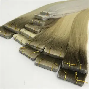 Pemanjangan rambut Remy kualitas Salon Greathairgroup pita injeksi tak terlihat gaya gelombang utuh kutikula Virgin dalam 100% rambut manusia
