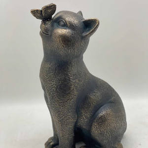 <span class=keywords><strong>Chat</strong></span> avec papillon, décoration de jardin, figurines, statue en résine, sculpture moderne en bronze - Product Image 1