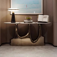 Table console moderne de luxe en métal convertible pour l'entrée rangement côté irrégulier personnalisé pliable pour villa salon