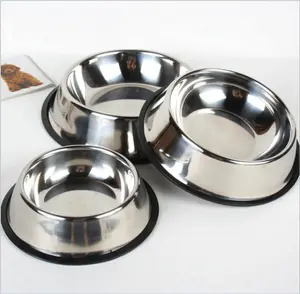 Ciotola per l'acqua per cibo per cani e gatti in acciaio inossidabile di 6 dimensioni ciotole per l'alimentazione di piccoli cuccioli di grandi dimensioni ciotola per animali domestici antiscivolo