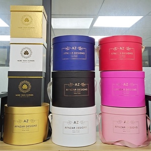 High quality custom marble colorful round paper roses flower packaging gift box
