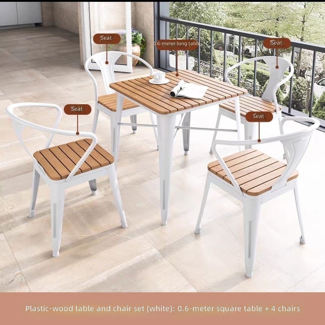 One table and four chairs [square table] -white
