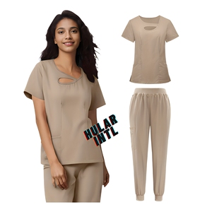 Ensemble unisexe de blouses et pantalons de travail médicaux à manches courtes pour hôpital, en Spandex/Polyester, avec détection d'aiguilles - Product Image 1