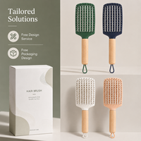 Brosse à cheveux massante en bois de hêtre anti-statique, incurvée et ventilée, avec logo personnalisé OEM, pour femmes, séchage rapide et volume.