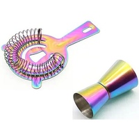Ensemble de shaker à cocktail arc-en-ciel irisé, 8 pièces, outils de bar en acier inoxydable avec doseur, passoire, verseurs, kit de barman