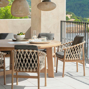 야외 로프 식탁 및 의자 세트, 티크 파티오 식탁 세트, 호텔 야외 식탁 세트, 정원 테이블 및 의자 - Product Image 3