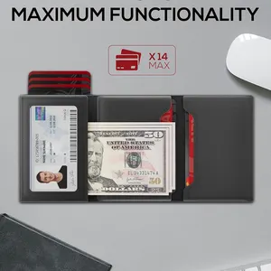 RFID Block Credit Card Automatic Pop Up Wallet Magnetic Slim Minimalist Card Holder Wallet