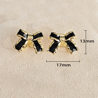 Boucles d'oreilles clips 2026 plaquées or 18 carats, nœud papillon émaillé noir vintage, sans perçage, en cuivre écologique, cadeau tendance pour femme