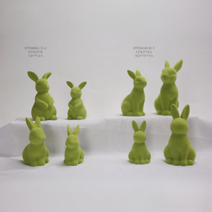 Figurine de lapin de Pâques en céramique OEM, plusieurs tailles, <span class=keywords><strong>couronne</strong></span> de fleurs jaunes, motif personnalisé, porcelaine brillante, cadeau de fête en gros - Product Image 4