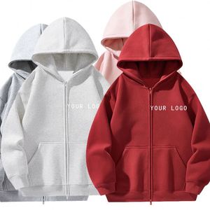 Custom Logo Printed Sports Autumn Cotton Zipper Hoodie Unisex Heavyweight Oversized Hoodies Cotton Hoodies Sweatshirts - Product Image 1