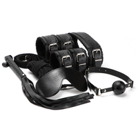 Ensemble de 6 pièces en PU pour la bondage, ensemble de bondage pour lit, jeu de flirt pour couples, produits sexuels pour adultes, kit de bondage SM, esclave sexuel, loup noir