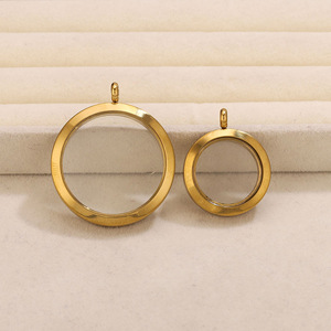 D568 Ciondolo Fai da Te in Acciaio Inossidabile con PVD Oro 18k, Scatola Portafoto con Coperchio in Vetro e Combinazione a Spirale, Scatola Tangka per Cinabro - Product Image 4