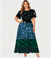 2026 Direct usine Robe longue pour femme, motif tribal polynésien imprimé tie-dye, taille naturelle, style estival délicat, pour les vacances