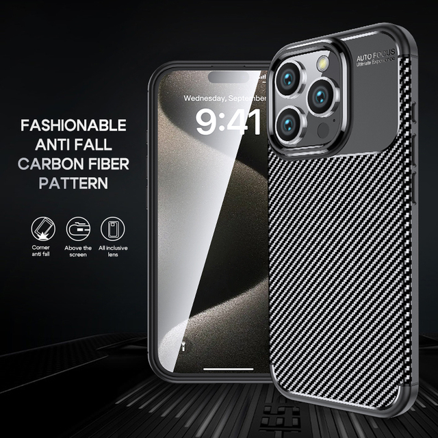 Wholesale Fall Resistant Phone Case Ultra Thin Cell Phone Case Carbon Fiber Phone Case for iPhone 14/15/16 Pro Max