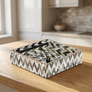 Falak World Export Handmade Classic Wooden <b>Tissue</b> Box Napkin Holder Waterproof Resin <b>Pattern</b> <b>Paper</b> Dispenser for Kitchen/Dining - Product Image 1