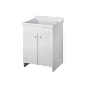 Negrari Modern White Wooden made Bathroom Vanities Single Sink Waterproof kitchen Cabinet For Laundry 62Cm