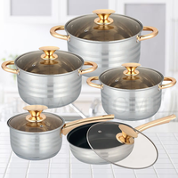Vente en gros Cuisson Cuisine Ensemble de casseroles et poêles à induction Ensemble de casseroles d'ustensiles de cuisine antiadhésifs Casserole à sauce Batterie de cuisine en acier inoxydable