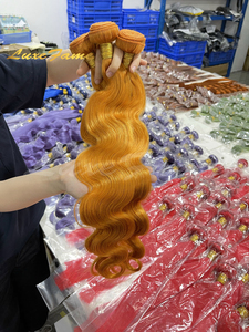 <span class=keywords><strong>Extension</strong></span> di <span class=keywords><strong>Capelli</strong></span> Umani Remy Brasiliani Luxefame, Ondulati, con Chiusura in Pizzo Svizzero Arancione, Lunghezza 8-40 Pollici - Product Image 2