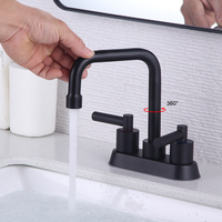 Kaiping fabricant robinet de vanité de salle de bain noir à double poignée de 4 pouces avec ensemble de vidange