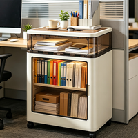 Table de Chevet Pliante Portable avec Tiroir de Rangement, Chariot de Rangement à Plateau en Bois Transparent, Organisateur pour Maison et Bureau