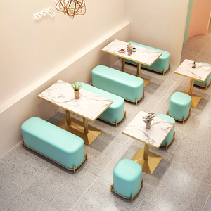 ชุดโต๊ะเก้าอี้ร้านอาหาร คาเฟ่ ร้านกาแฟ พร้อมโซฟาบูธสำหรับขาย เฟอร์นิเจอร์ร้านอาหารโรงแรม เก้าอี้ทานอาหาร - Product Image 1