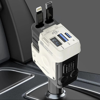 Cargador de Coche Retráctil USB C, Adaptador de Cargador de Coche 4 en 1, Cargador de Teléfono para Coche Retráctil Rápido, Compatible con iPhone 17, 16, 15