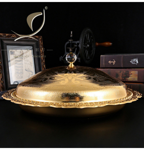2025 Top vente QIAN HU luxe or fer écologique créatif hôtel mariage nourriture fruits Snack plats de service assiettes avec couvercle - Product Image 5