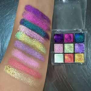 Ép <span class=keywords><strong>Eyeshadow</strong></span> màu sắc 9pan bảng màu chuyển màu Duochrome <span class=keywords><strong>Multi</strong></span> Chrome Shadow Palette - Product Image 1
