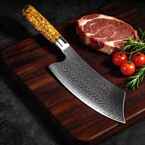 Couteau de chef <span class=keywords><strong>chinois</strong></span> XITUO en acier Damas, manche en résine et feuilles d'or, ultra-affûté, couteau de cuisine multi-usages - Product Image 5