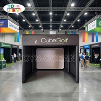 Tente de simulateur de golf gonflable portable commerciale avec écran de projection à impact, enclos d'entraînement de golf pour la location d'événements de club