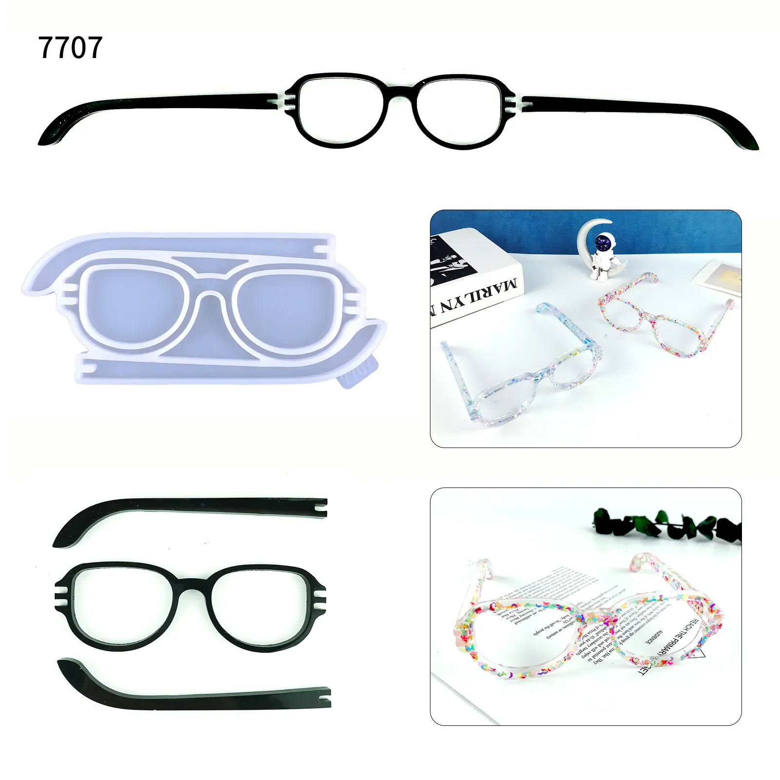 7707 occhiali resina stampo in silicone decorazione da tavolo occhiali stampo in silicone resina epossidica