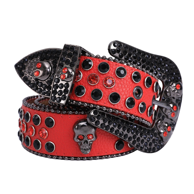 Hot Selling Shiny Crystal Diamond Skull Belt Bb Rhinestone Belts Western Fashion Punk Style In Stock