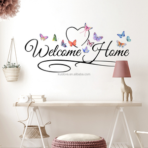 Adesivi murali a farfalla di benvenuto a casa in inglese soggiorno camera da letto decorazione carta da parati adesivi autoadesivi - Product Image 6