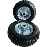 Roue pleine en mousse PU anti-crevaison de 8 pouces (200x50) noire à bande de roulement nervurée avec moyeu en plastique intégré pour chariot à main et brouette