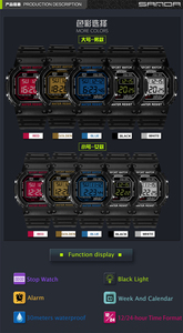 Reloj Deportivo de Lujo Sanda 329 para Parejas, Retro, Analógico y Digital, Resistente al Agua y a los Golpes, con Correa de Goma - Product Image 6