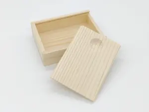 KRAFF Custom Size Unfinished Wooden Box With Slide Lid Blank Pine Wood Box Case Container Wood Jewelry Box For Storage