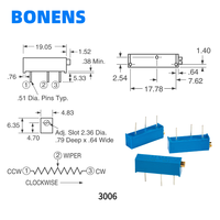Potentiomètre de réglage multi-tours en céramique Bonens 3006P 10~5M 10% Réglage supérieur 250ppm/C 22 tours 0.5W