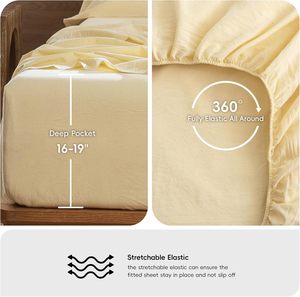 100% Rửa Bông Nữ Hoàng Tấm Đặt 4Pcs Tùy Chỉnh Kích Thước Màu Vàng 200TC Thoáng Khí Bền Mềm Mại Thoải Mái Bộ Đồ Giường Tấm Đặt - Product Image 6