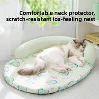 Coussin de lit pour chat en éponge et latex, imprimé intégral motif dessin animé, pour l'été, en tissu, pour petits et moyens animaux, pour intérieur, rafraîchissant, pour un sommeil profond