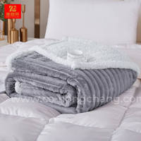 Couverture de lit en fausse fourrure rayée en flanelle moelleuse en polyester, avec logo personnalisé, pour une décoration de salon de luxe