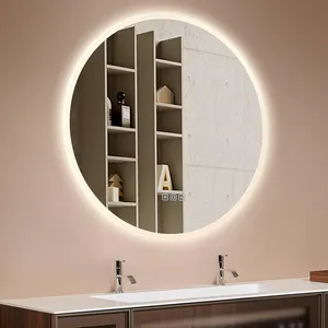 Grand miroir rond moderne Vanité intelligente à luminosité réglable Armoires de salle de bain de style moderne à vendre Miroir de courtoisie pour salle de bain